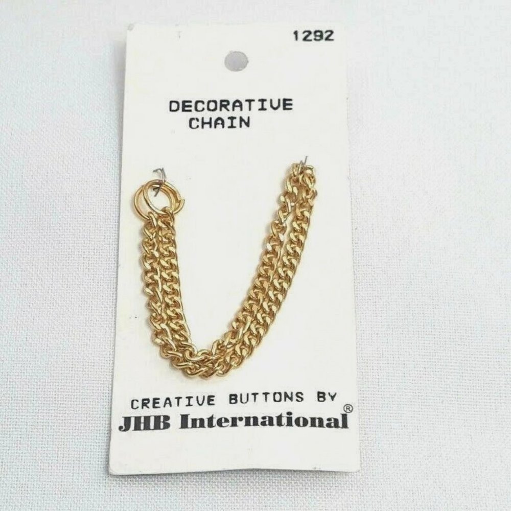 Vintage On Card JHB International Decorative Button Chain Gold Tone Germany 6"